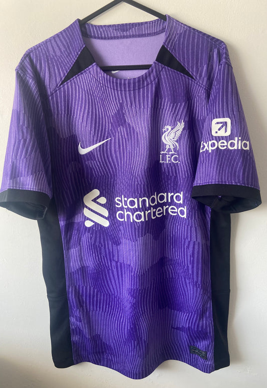 Original Liverpool FC 2023/24 Virgil #4 Nike Purple Third Shirt Size Small