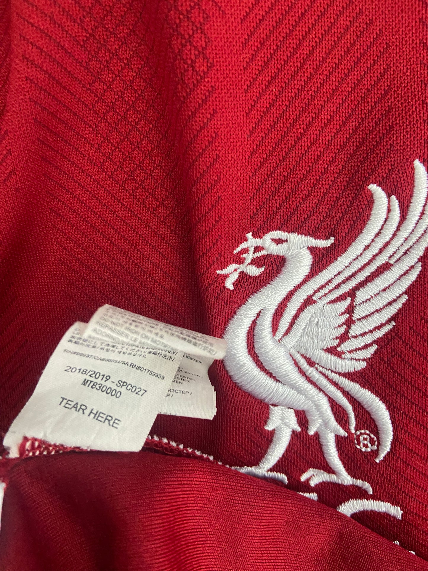 Original Liverpool FC 2018/19 New Balance Home Shirt Size Large
