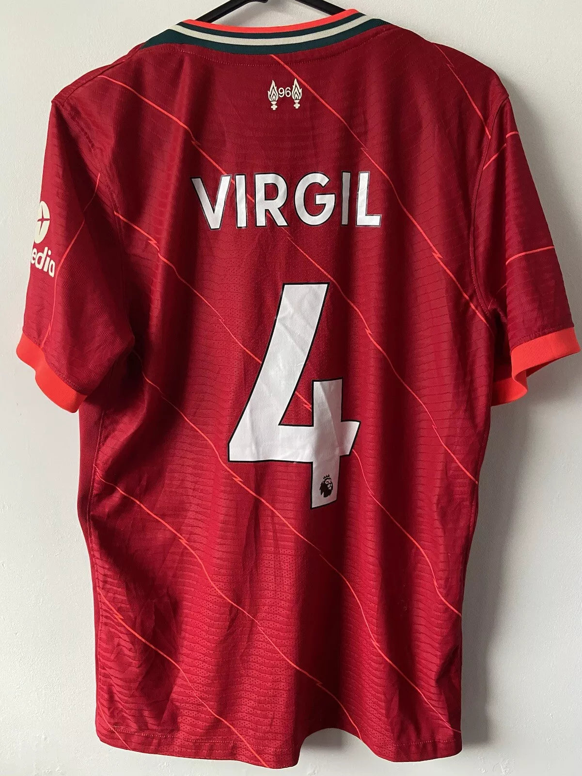 Mens Nike Player Issue Liverpool Home Shirt #Virgil 4 2021/22 Size Medium