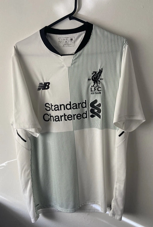 LIVERPOOL AWAY ‘125 YEARS’ 2017/18 FOOTBALL SHIRT SIZE MEDIUM GREEN WHITE