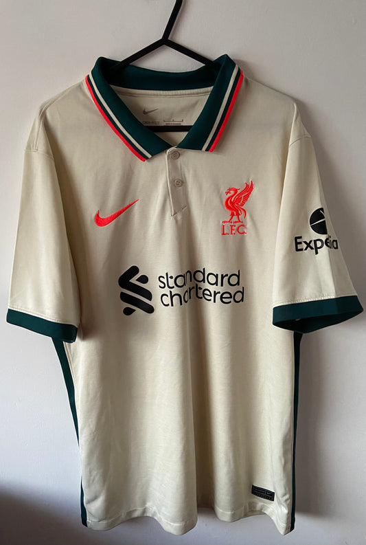 Liverpool FC 21/22 Away Shirt Cream & Green Thiago #6 - Size Large