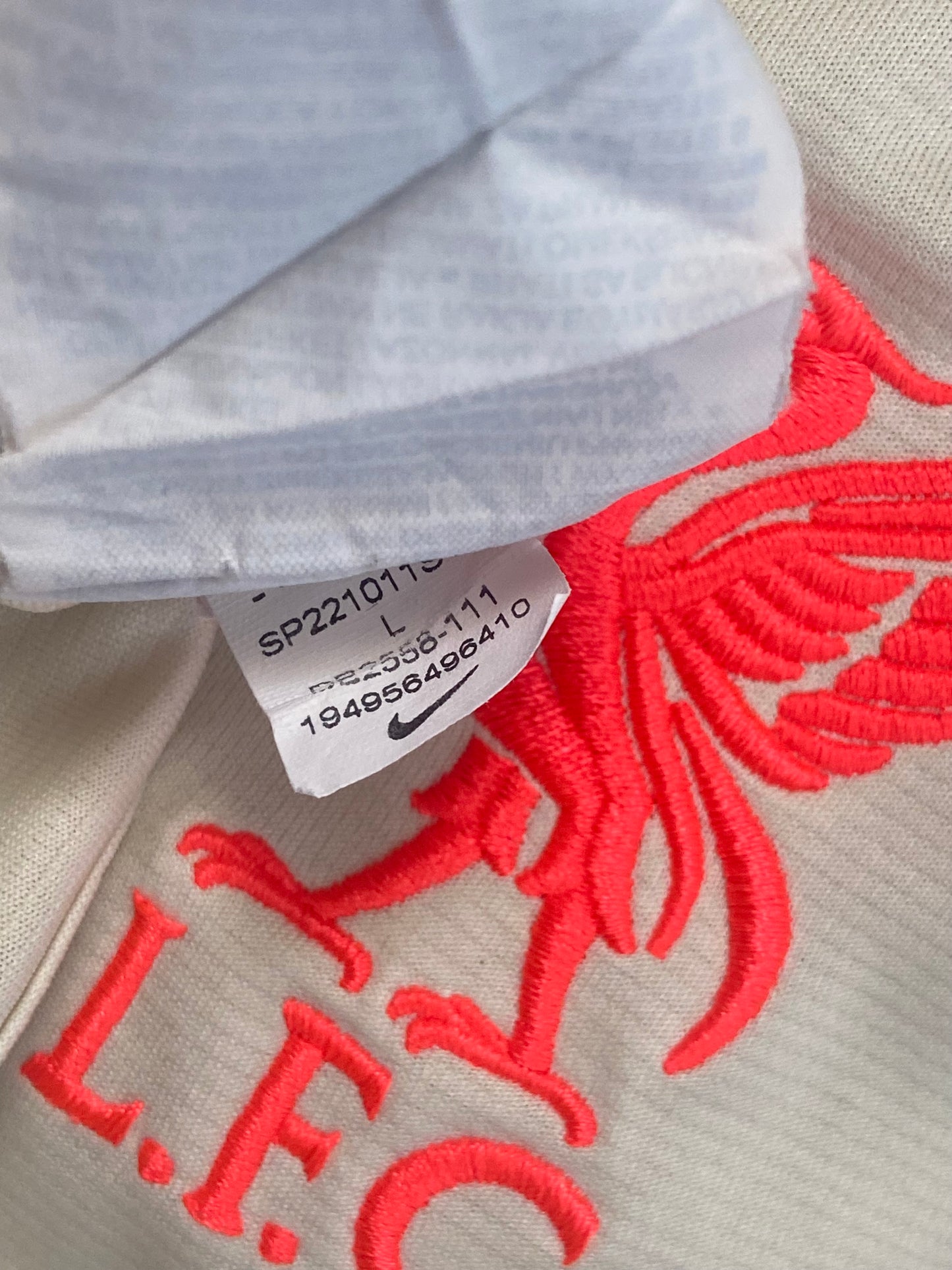 Genuine Liverpool FC 21/22 Away Shirt Cream & Green Size Large