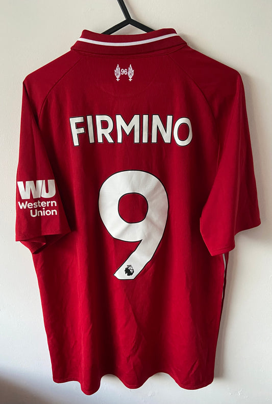 Original Liverpool FC 2018/19 New Balance Home Shirt Firmino #9 Size Large