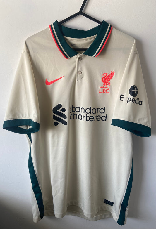 Genuine Liverpool FC 21/22 Away Shirt Cream & Green Size Large