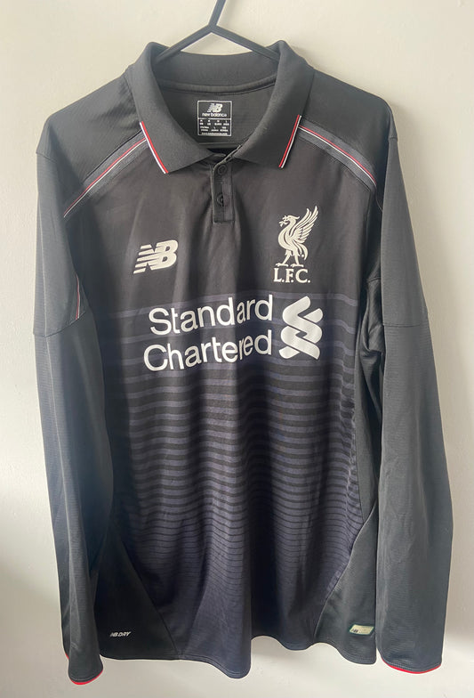 Original Liverpool 2015/16 Black Third Long Sleeved Football Shirt New Balance Size Medium