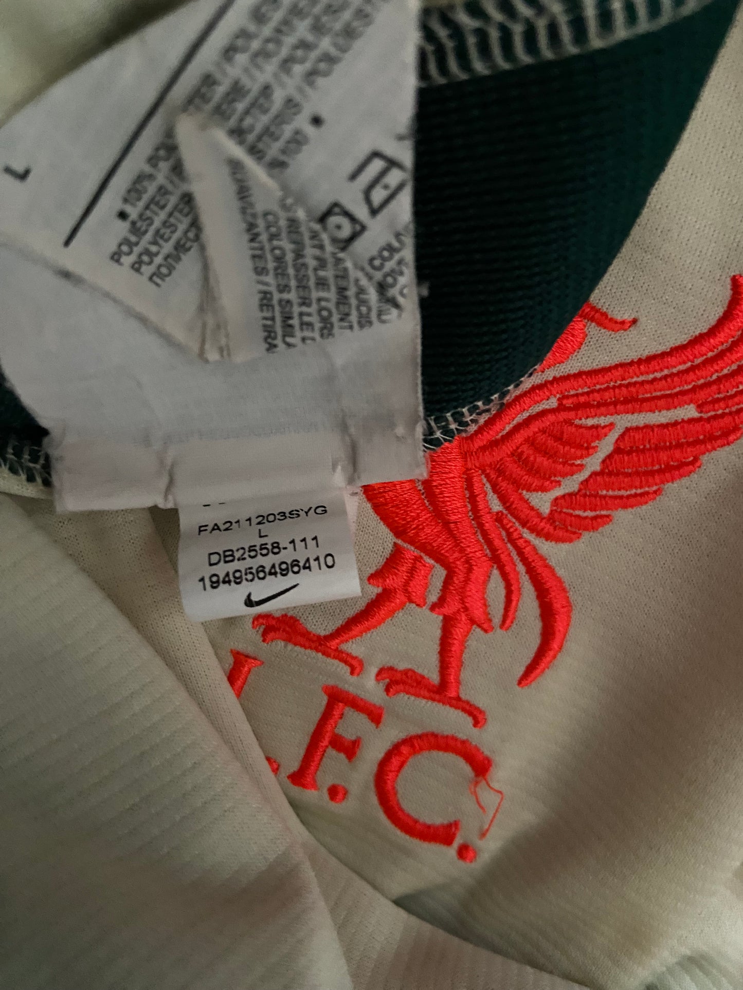 Liverpool FC 21/22 Away Shirt Cream & Green Thiago #6 - Size Large