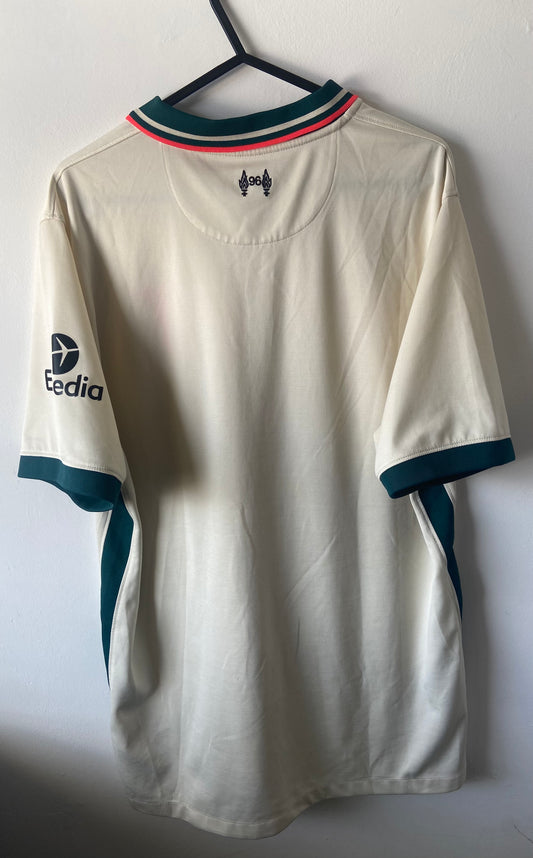 Genuine Liverpool FC 21/22 Away Shirt Cream & Green Size Large